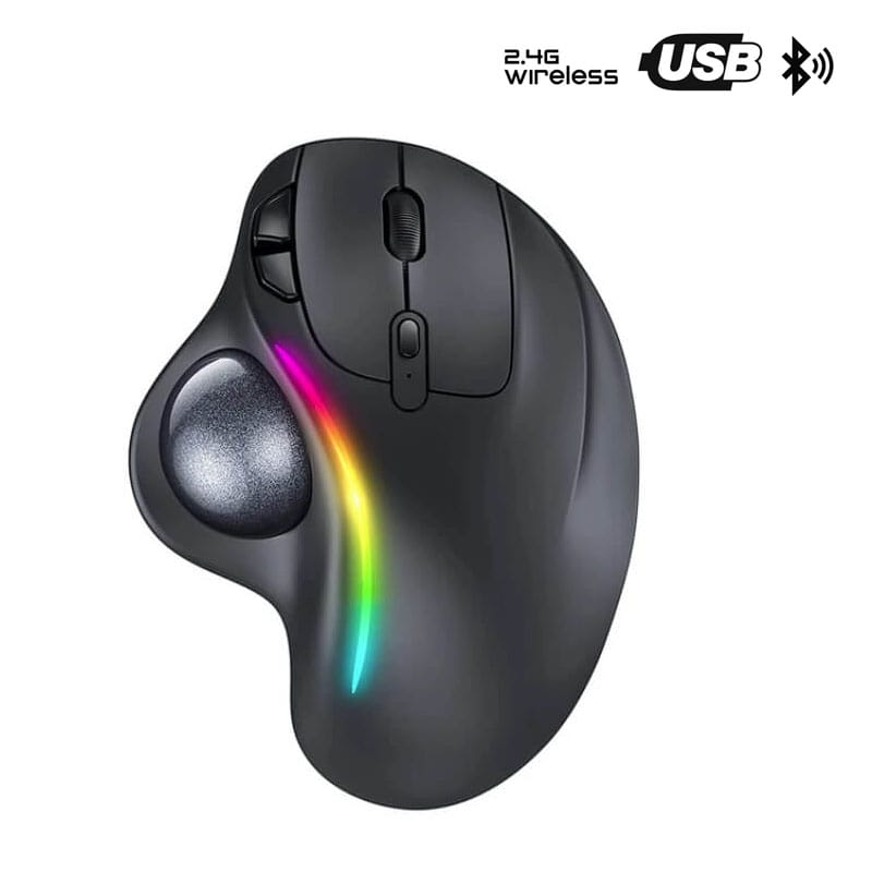 Backlit RGB Trackball Mouse Wireless Bluetooth® 2.4Ghz